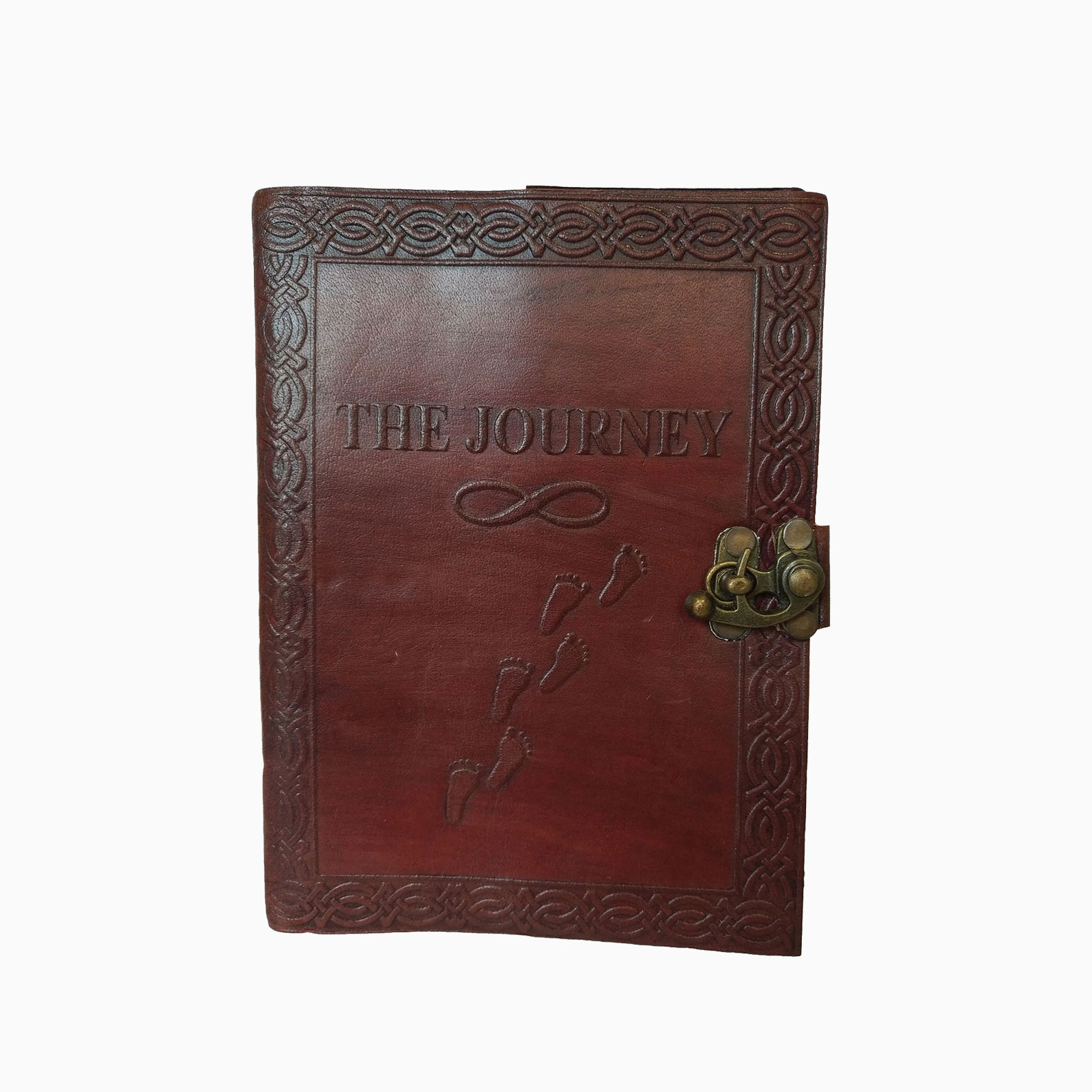 Embossed Personal Brown Diary Genuine Leather Schedule Planner Notebook 